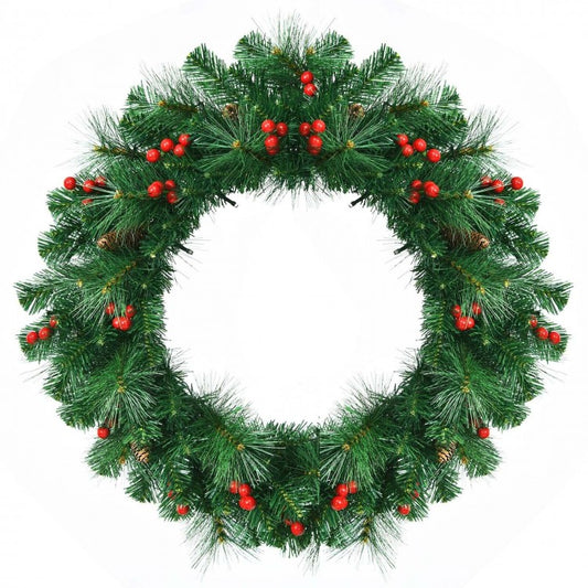 24 Inch Pre-lit Artificial Spruce Christmas Wreath