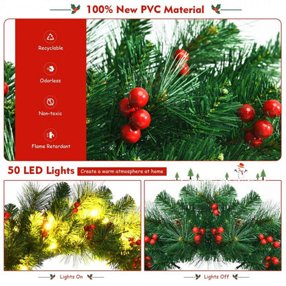 24 Inch Pre-lit Artificial Spruce Christmas Wreath