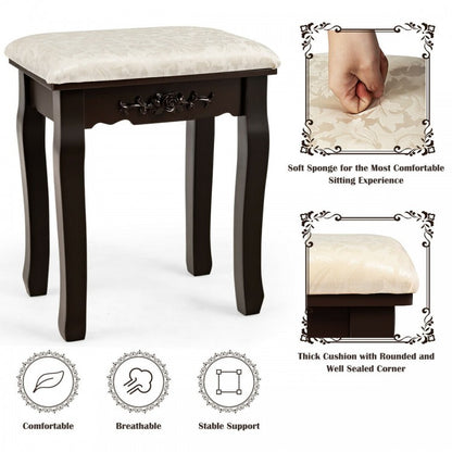 Vanity Table Set with Mirror and Soft Cushioned Stool