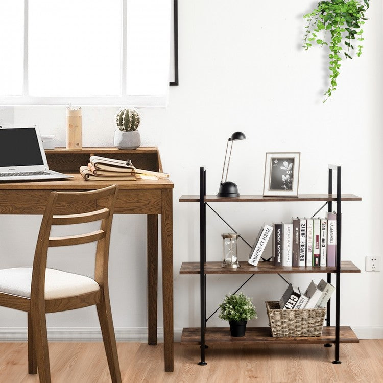 3/5 Tiers Industrial Bookcase with Metal Frame for Home Office