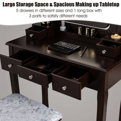 Vanity Dressing Table Set with 10 Dimmable Bulbs and Cushioned Stool