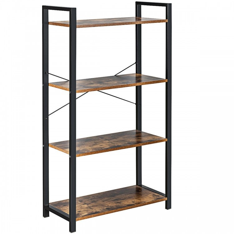 4-Tier Bookshelf Industrial Bookcase Plant Flower Stand