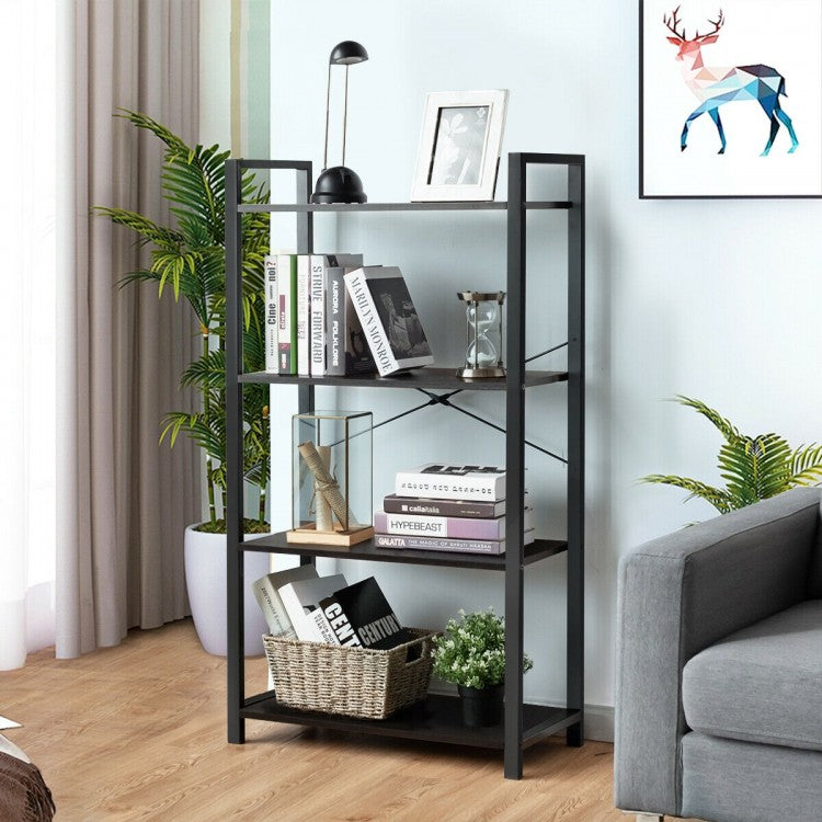 4-Tier Bookshelf Industrial Bookcase Plant Flower Stand