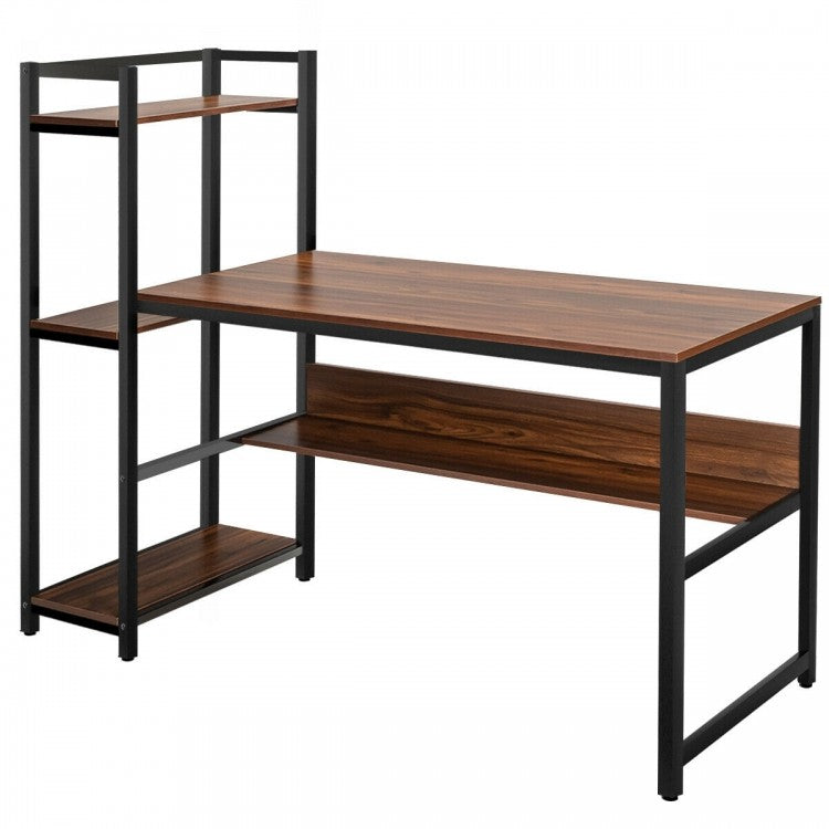 59-Inch Computer Desk Home Office Workstation 4-Tier Storage Shelves