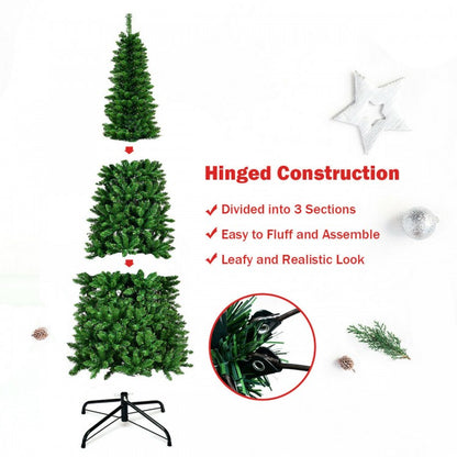 4.5/7.5 Feet Pre-Lit Hinged Artificial Pencil Christmas Tree