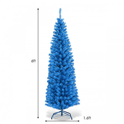 6 Feet Unlit Artificial Christmas Halloween Pencil Tree with Metal Stand