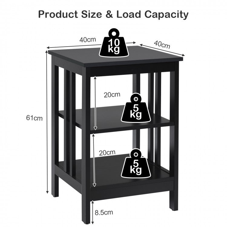 3-tier Side Table Nightstand with Stable Structure