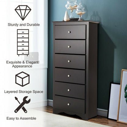 6 Drawers Chest Dresser Clothes Storage Bedroom Furniture Cabinet