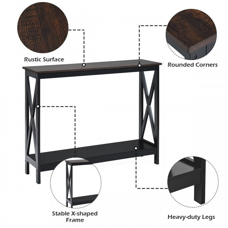 Table d'appoint de canapé à 2 niveaux avec console X-Design