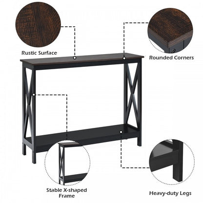 Table d'appoint de canapé à 2 niveaux avec console X-Design