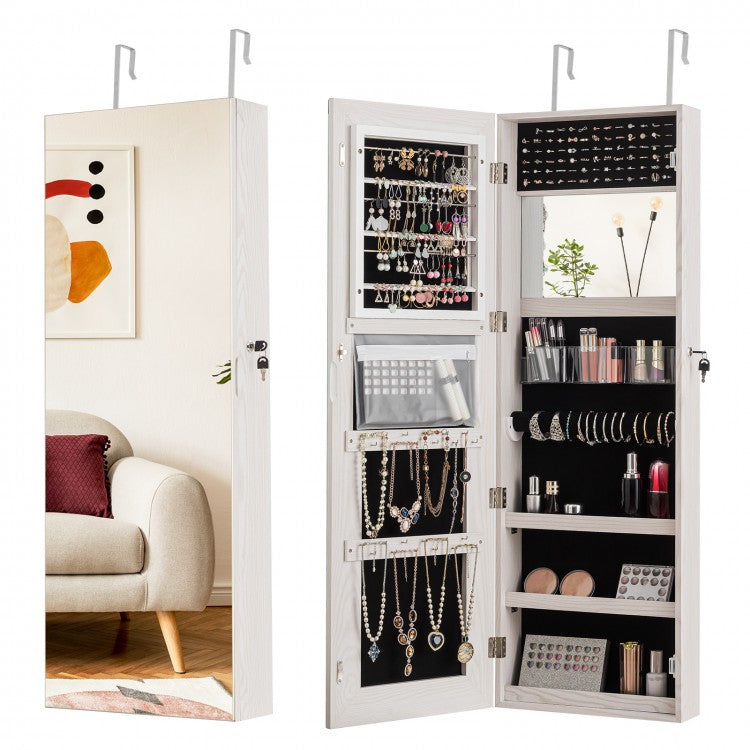 Lockable Storage Jewelry Cabinet  with Frameless Mirror