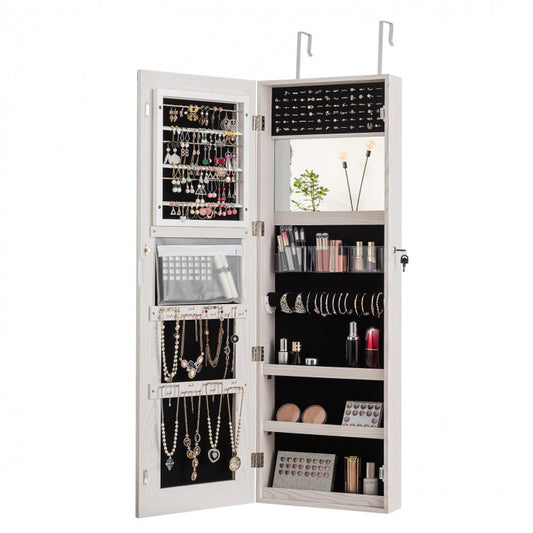 Lockable Storage Jewelry Cabinet  with Frameless Mirror