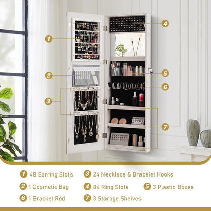 Lockable Storage Jewelry Cabinet  with Frameless Mirror