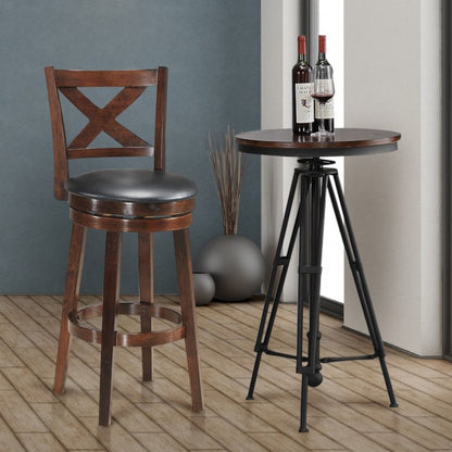 Swivel X-back Upholstered Counter Height Bar Stool with PVC Cushioned Seat