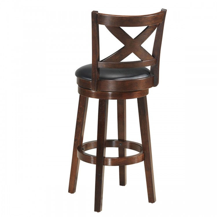 Swivel X-back Upholstered Counter Height Bar Stool with PVC Cushioned Seat