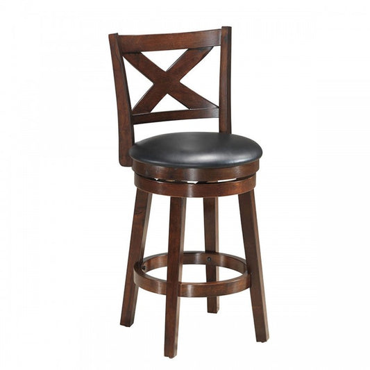 Swivel X-back Upholstered Counter Height Bar Stool with PVC Cushioned Seat