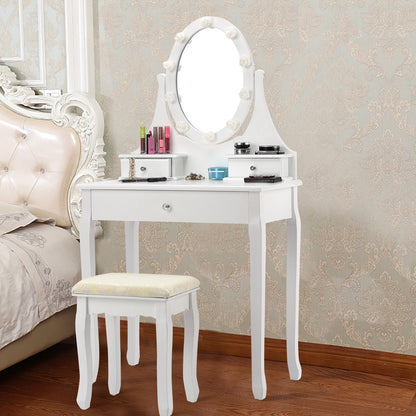 Ensemble de coiffeuse avec miroir éclairé à 3 tiroirs et tabouret