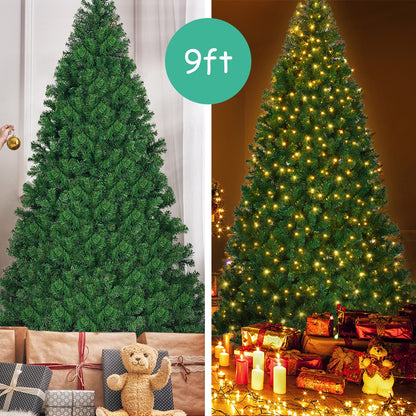 Sapin de Noël artificiel en PVC pré-éclairé de 9 pieds avec 700 lumières LED