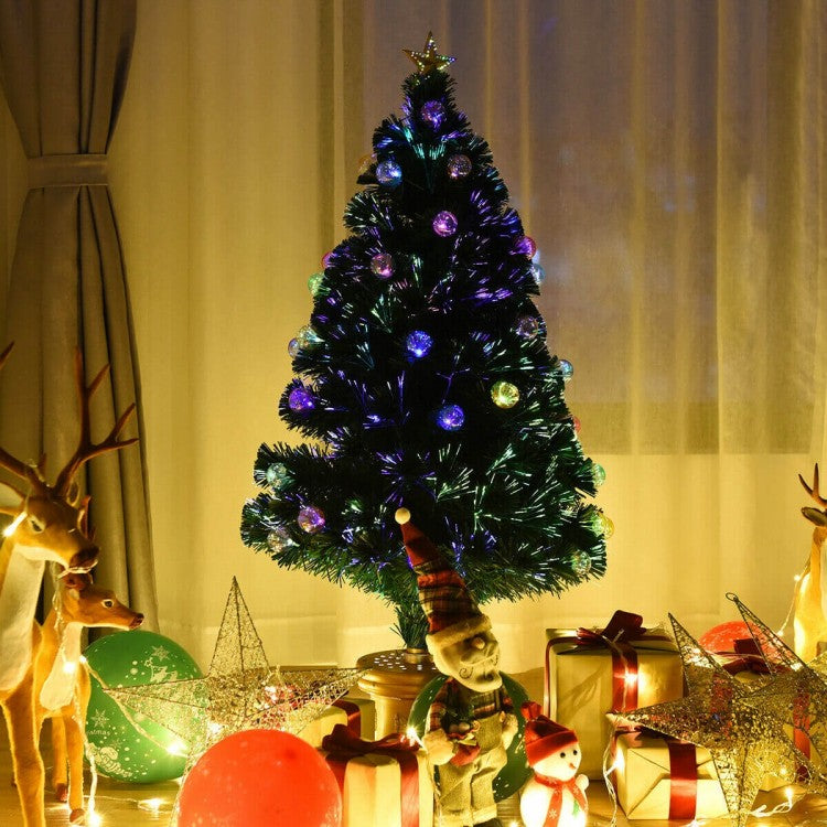 Sapin de Noël illuminé en fibre optique avec feux d'artifice de 3/4 pieds