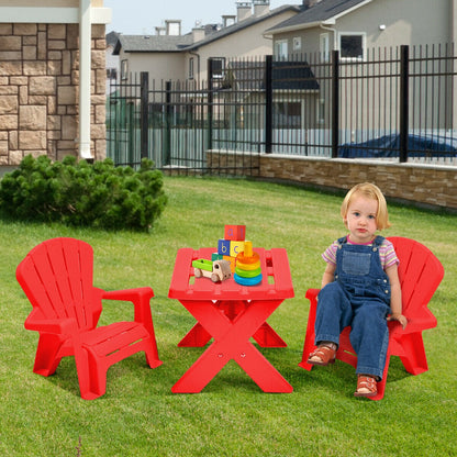 3-Piece Plastic Children Play Table Chair Set-Red