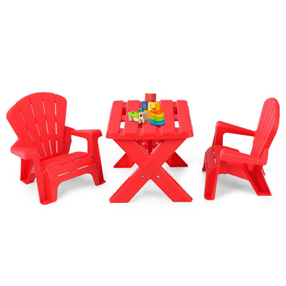 3-Piece Plastic Children Play Table Chair Set-Red