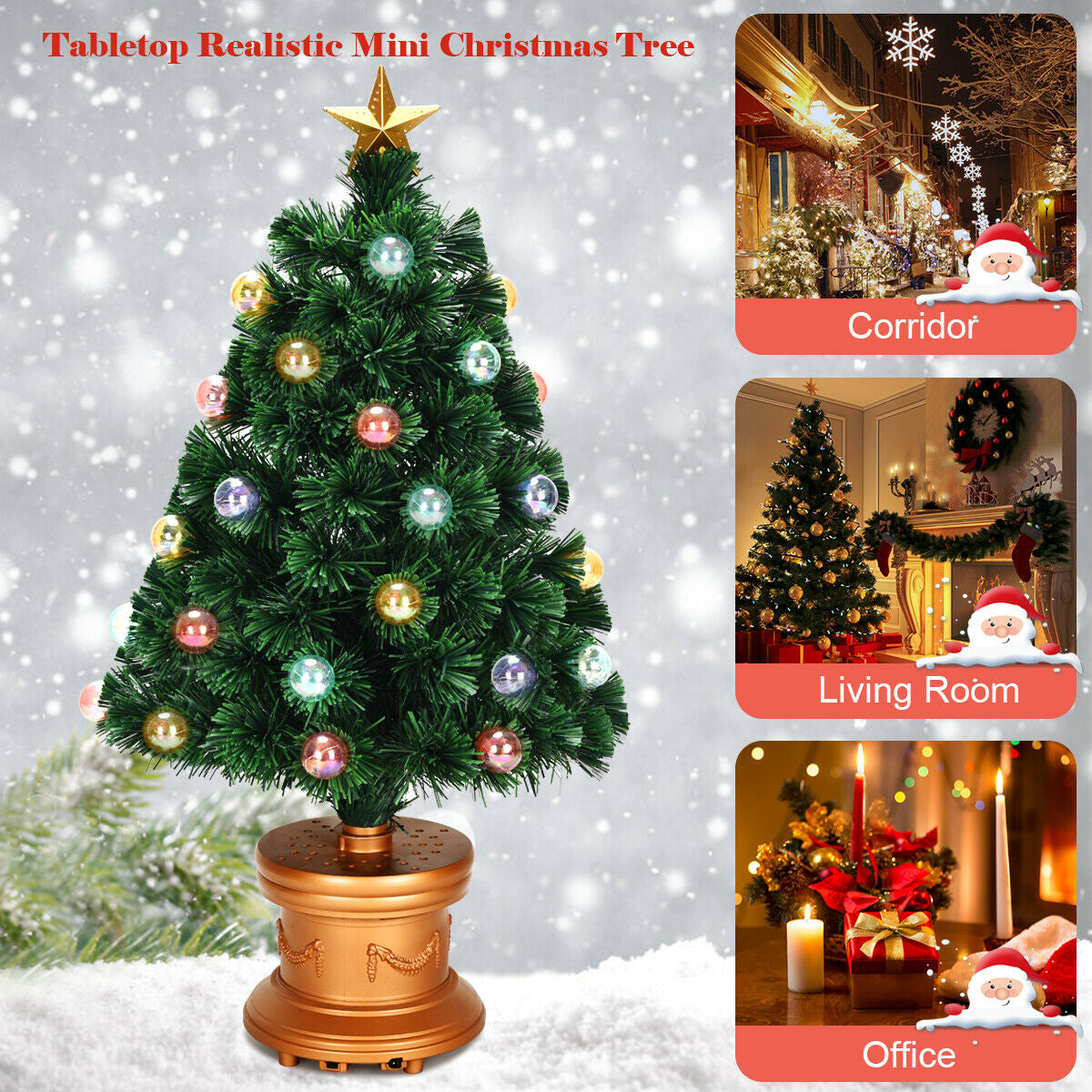 3/4 Feet Pre-Lit Fiber Optical Firework Christmas Tree