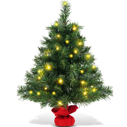 2 Feet Tabletop Fir Artifical Christmas Tree with LED Lights