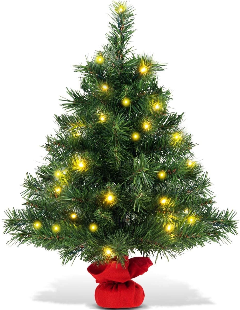 2 Feet Tabletop Fir Artifical Christmas Tree with LED Lights