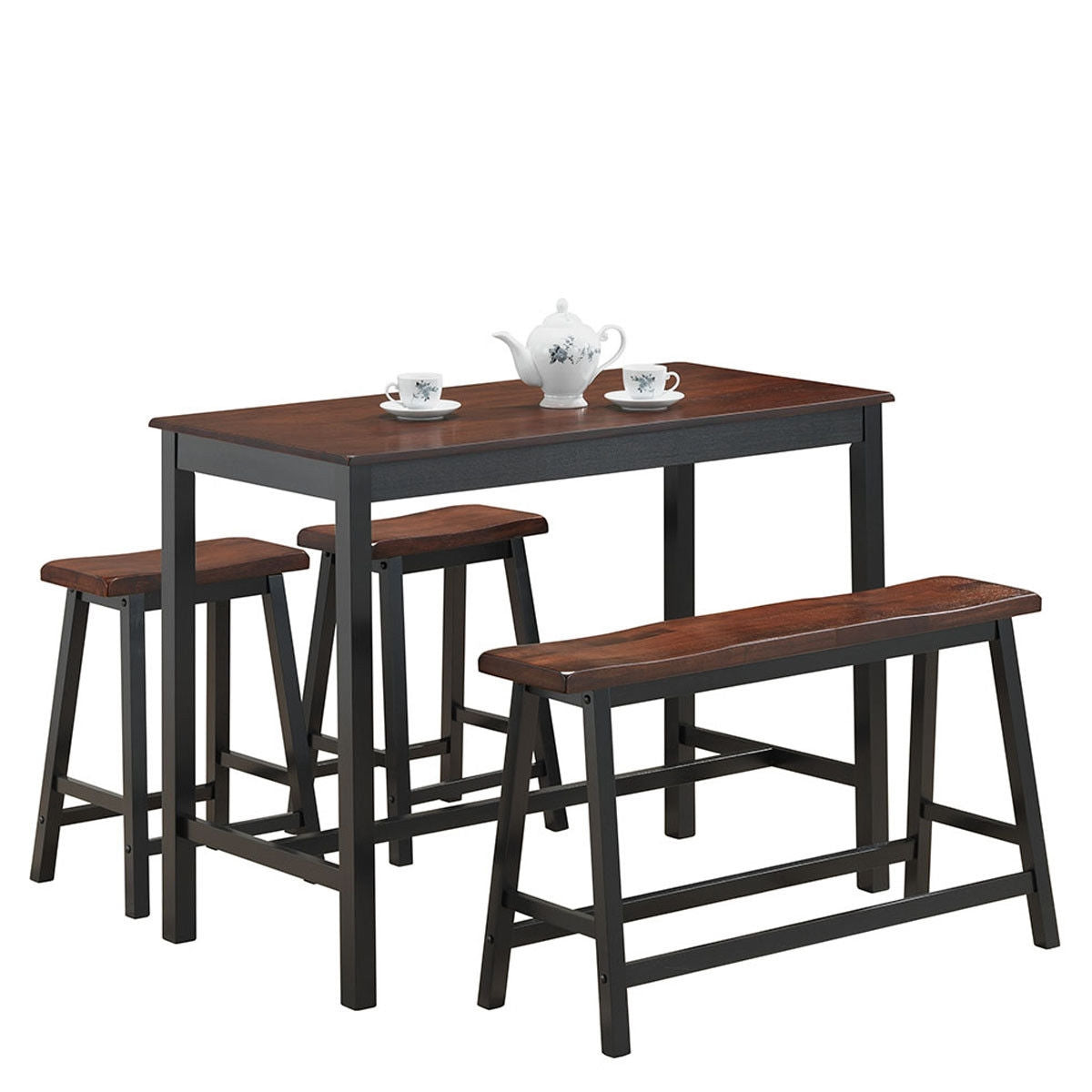 4 pcs Solid Wood Counter Height Dining Table Set