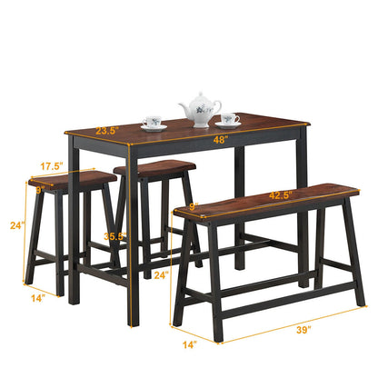 4 pcs Solid Wood Counter Height Dining Table Set