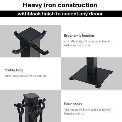 5 Pieces Fireplace Iron Fire Place Tool Set