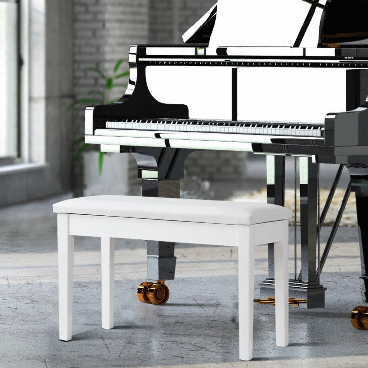 Banc de piano rembourré en cuir PU et bois massif - Noir