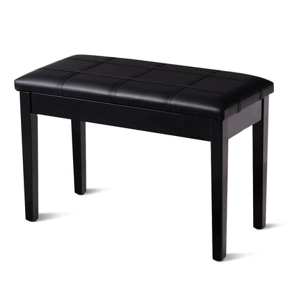 Banc de piano double en cuir PU et bois massif