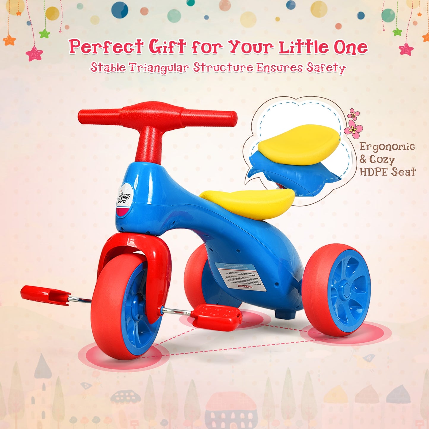 Tricycle 2 en 1 pour tout-petits, vélo d'équilibre, scooter, jouets pour enfants avec son et rangement