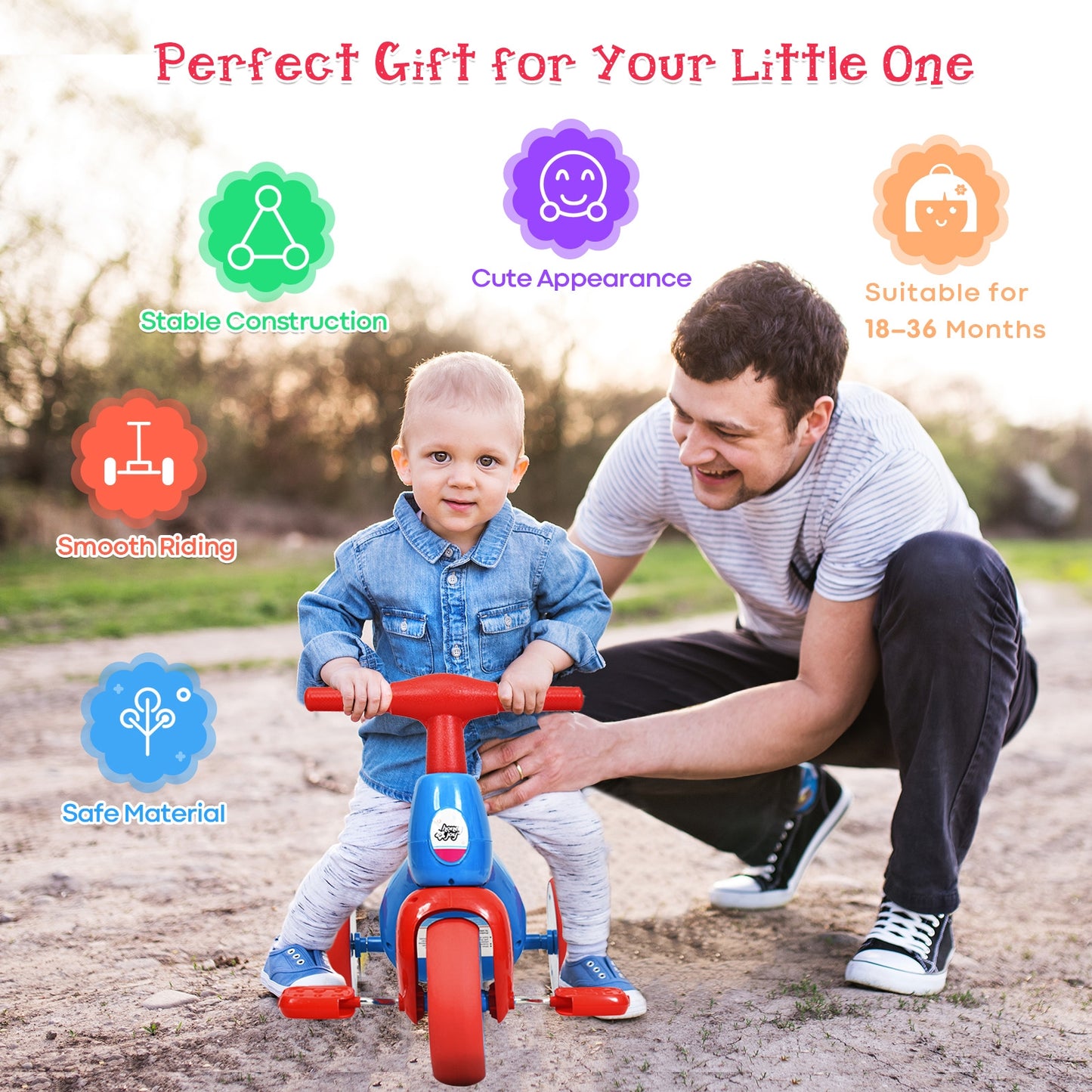 2 in 1 Toddler Tricycle Balance Bike Scooter Kids Riding Toys w/ Sound & Storage