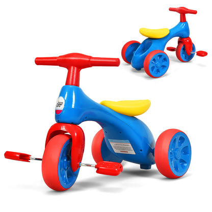 2 in 1 Toddler Tricycle Balance Bike Scooter Kids Riding Toys w/ Sound & Storage