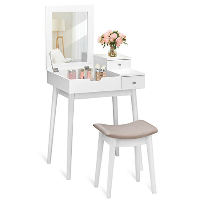 Ensemble de coiffeuse avec miroir rabattable et tabouret