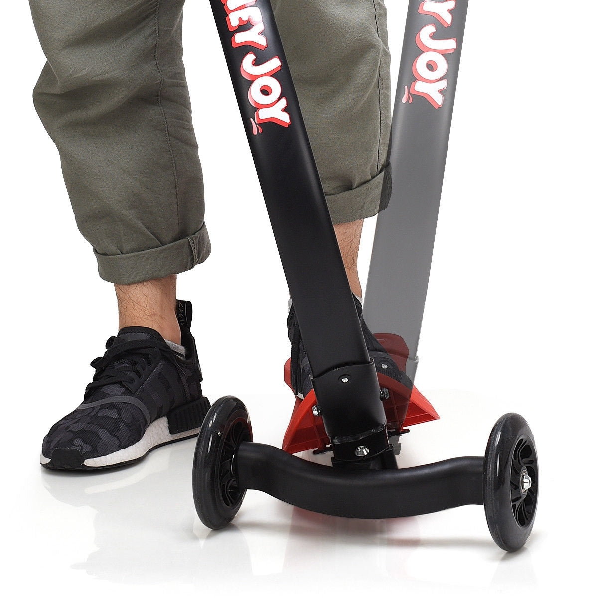 Folding Kids C Shape Anti-Collision Adjustable Kick Scooter -Red