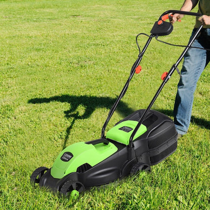 Tondeuse à gazon électrique à pousser de 14 pouces avec sac à herbe