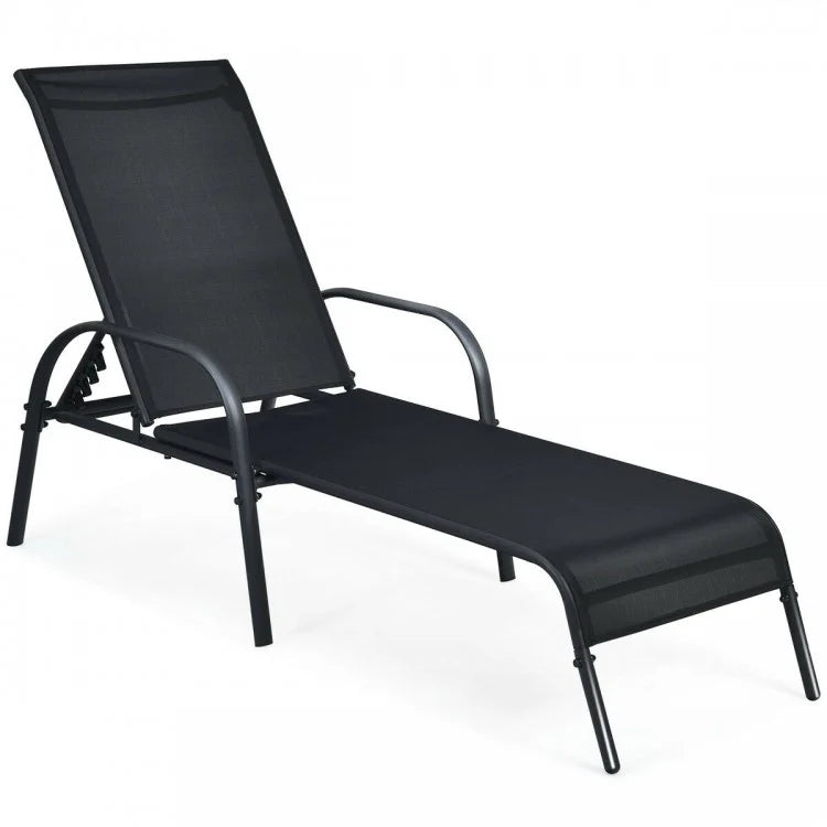 Chaise longue pliante réglable avec dossier