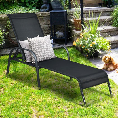 Chaise longue pliante réglable avec dossier