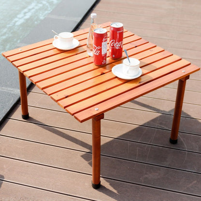 Table de camping pliante en bois avec sac de transport pour pique-niques et plage