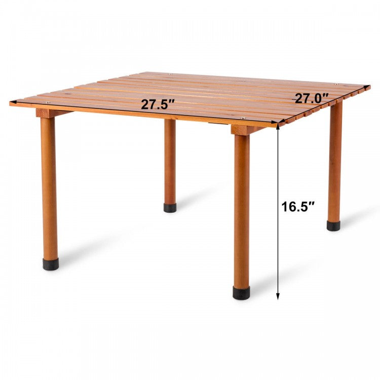 Table de camping pliante en bois avec sac de transport pour pique-niques et plage