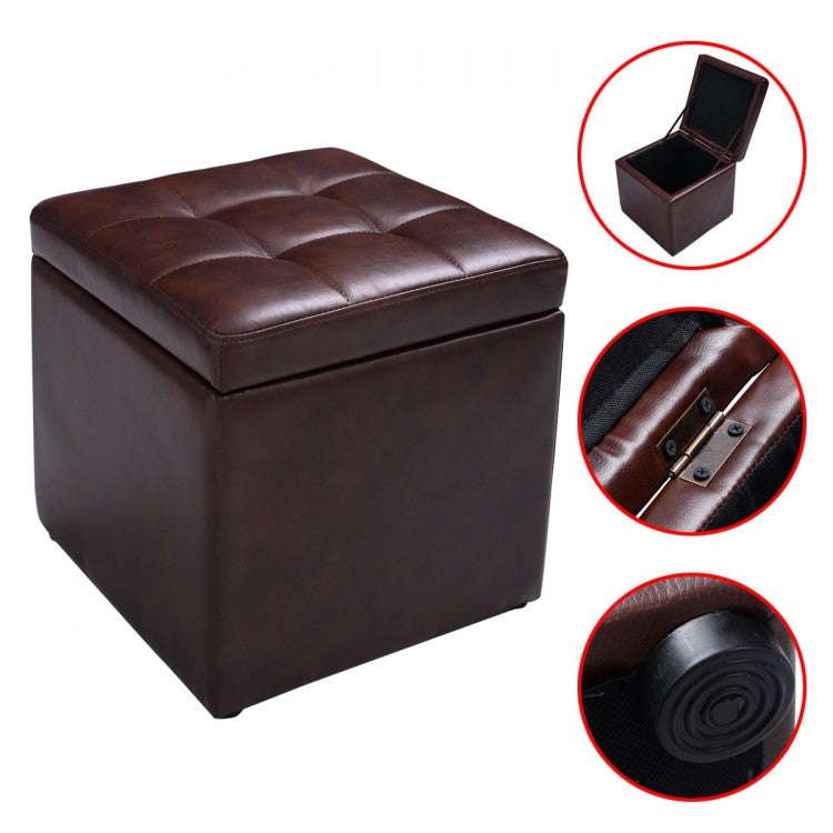 Foldable Cube Ottoman Pouffe Storage Seat