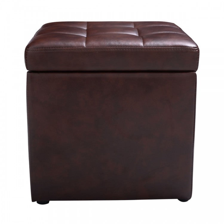 Foldable Cube Ottoman Pouffe Storage Seat