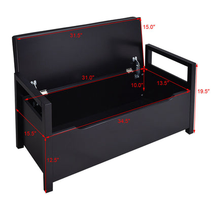 Banc de rangement à chaussures 34,5 × 15,5 × 19,5 pouces avec siège coussiné pour entrée - Noir