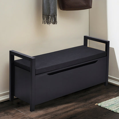 34.5 ×15.5 ×19.5 Inch Shoe Storage Bench with Cushion Seat for Entryway-Black