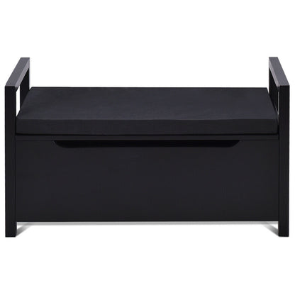 Banc de rangement à chaussures 34,5 × 15,5 × 19,5 pouces avec siège coussiné pour entrée - Noir