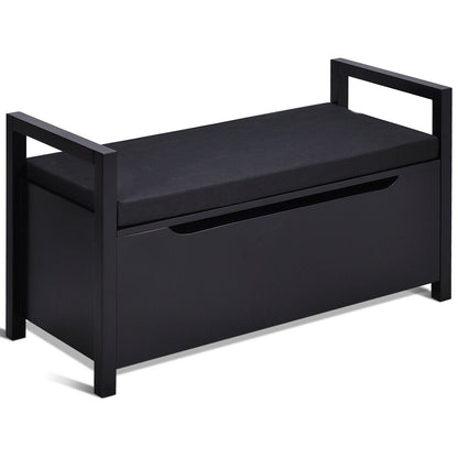 Banc de rangement à chaussures 34,5 × 15,5 × 19,5 pouces avec siège coussiné pour entrée - Noir