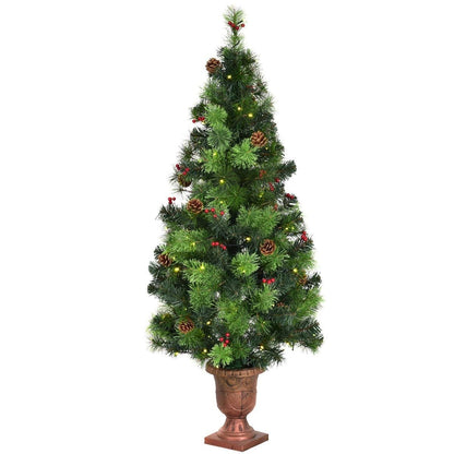 3/4/5 Feet LED Christmas Tree with Red Berries Pine Cones-5 ft